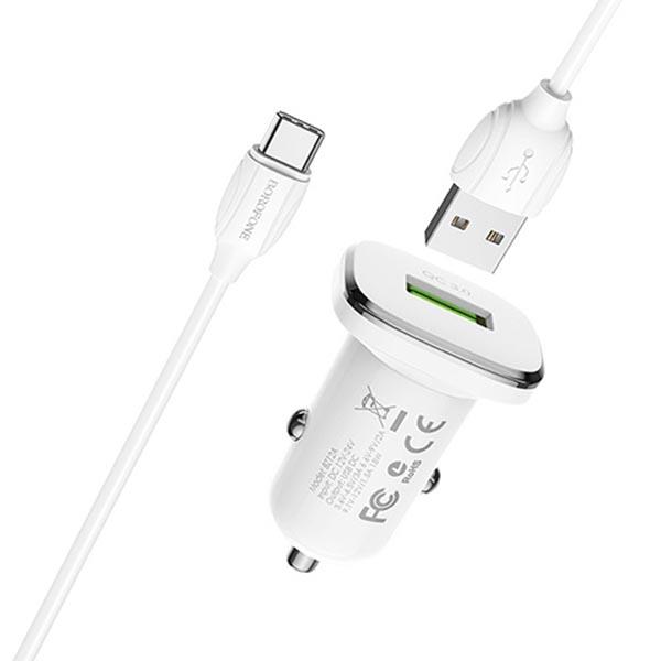 شارژر فندکی بروفون مدل BZ12A به همراه کابل تبدیل USB-C